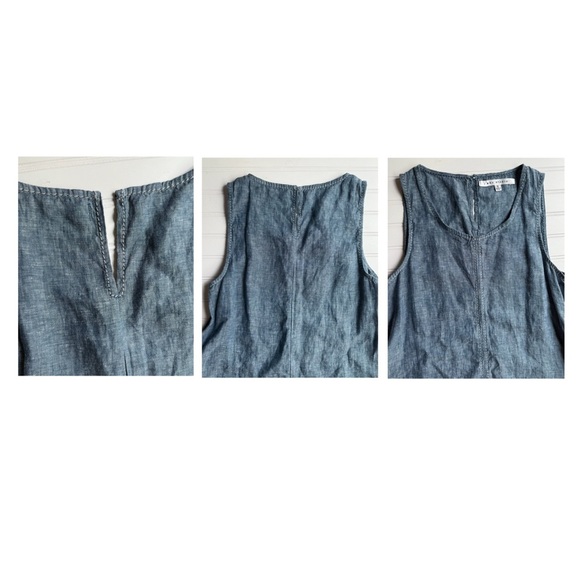 MAX Studio Linen Chambray Dress Blue Size Small Lightweight Pockets - Picture 6 of 9